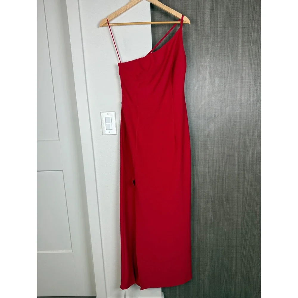 NEW Abercrombie & Fitch Red Asymmetrical One Shoulder Maxi Dress Size Large Tall